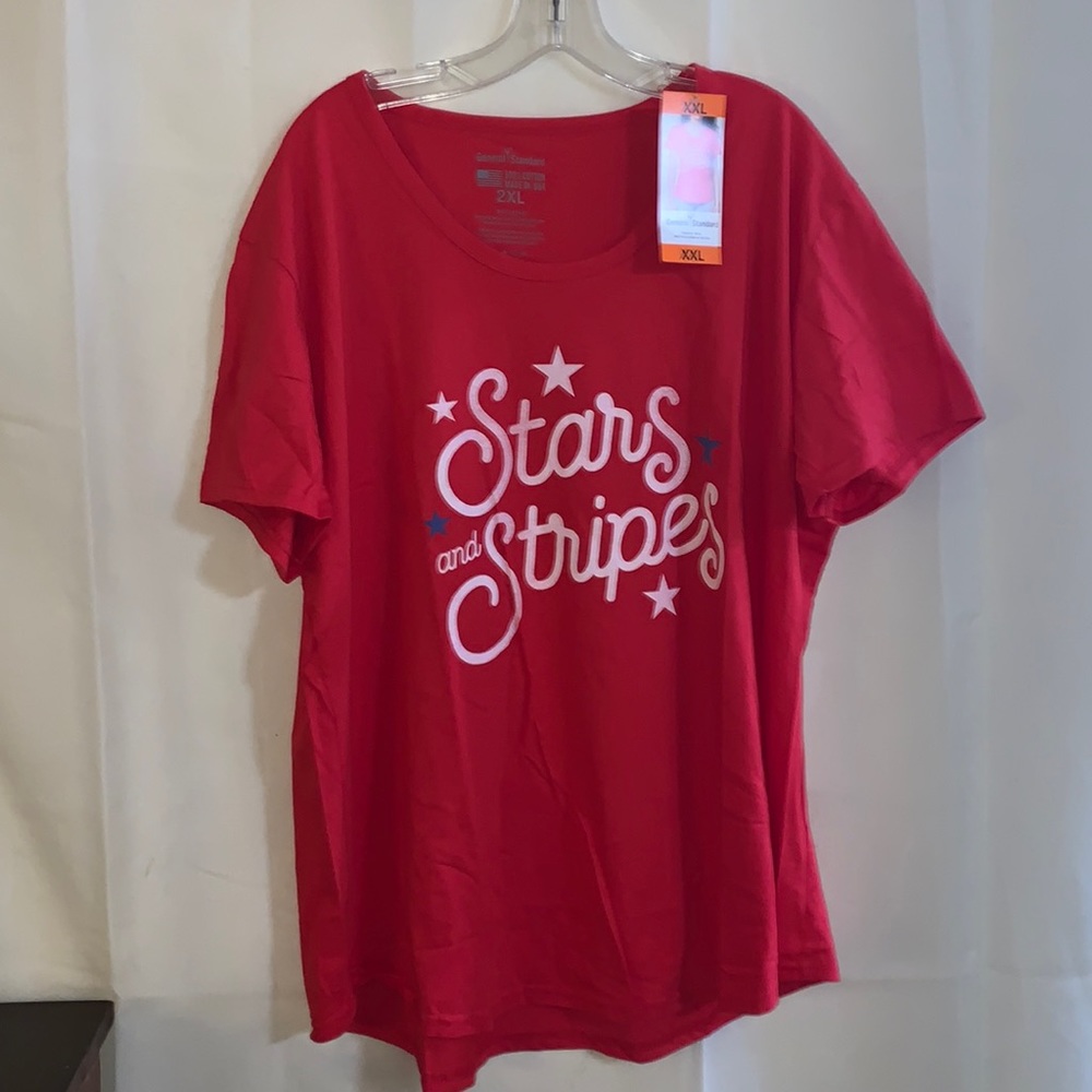General Standard - Stars and Stripes Red T-Shirt Round Neck- XXL New with Tags
